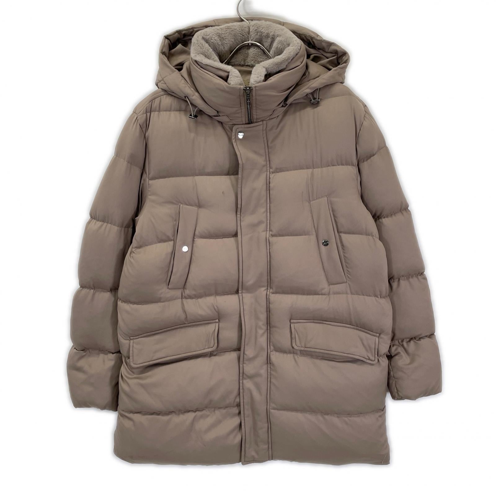 HERNO ヘルノ PI001078U ベージュ N-3B型 POLAR-TECH 襟ファー ダウンコート コート