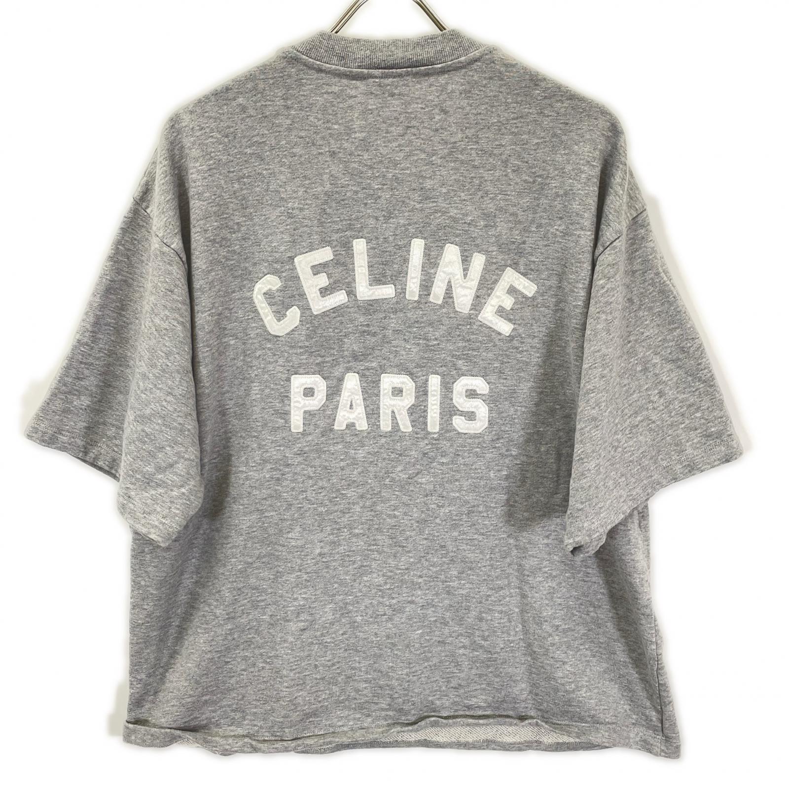 CELINE セリーヌ 2Y60E450I サテンパッチ付き レースカラー ルーズ スウェットシャツ トップス