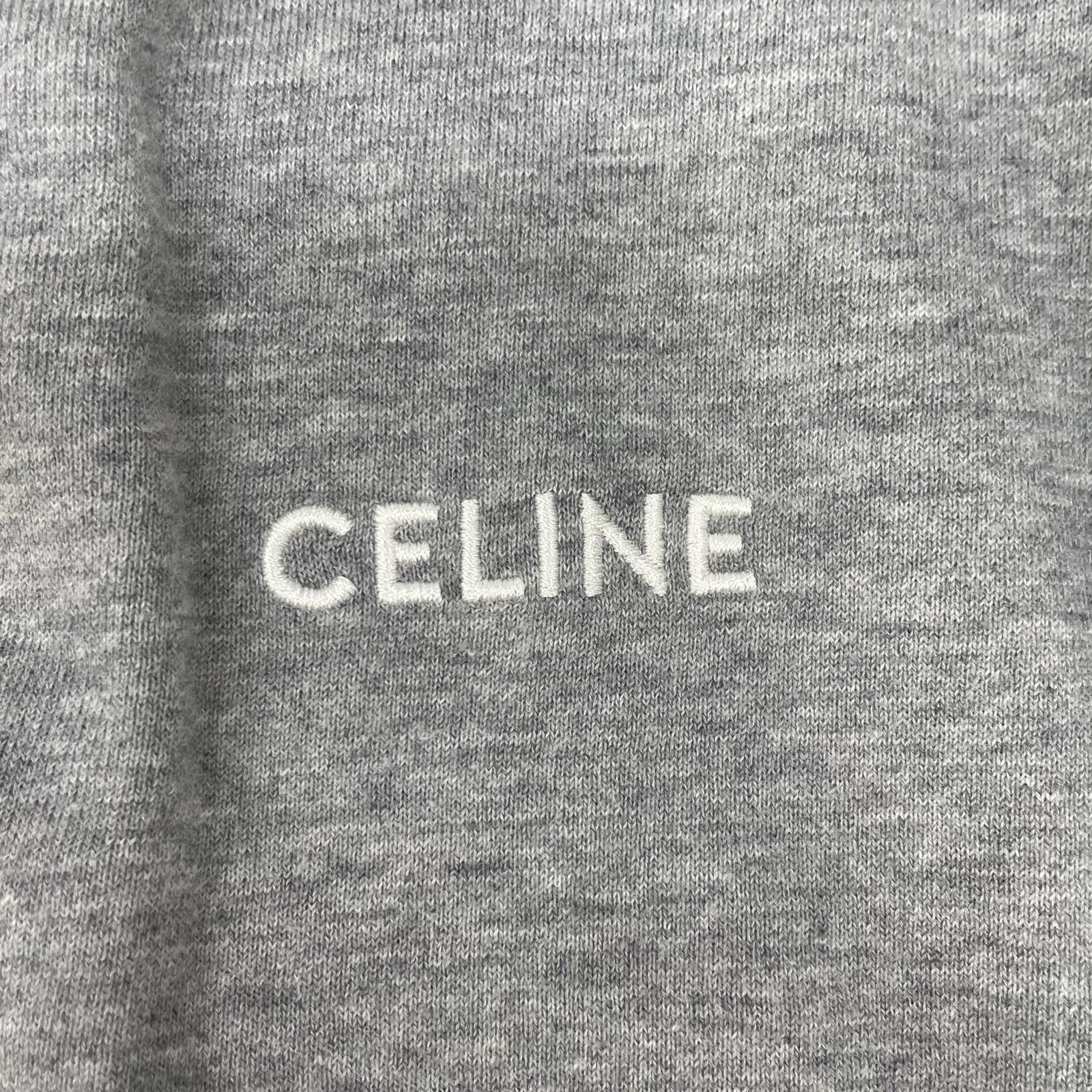 CELINE セリーヌ 2Y60E450I サテンパッチ付き レースカラー ルーズ スウェットシャツ トップス