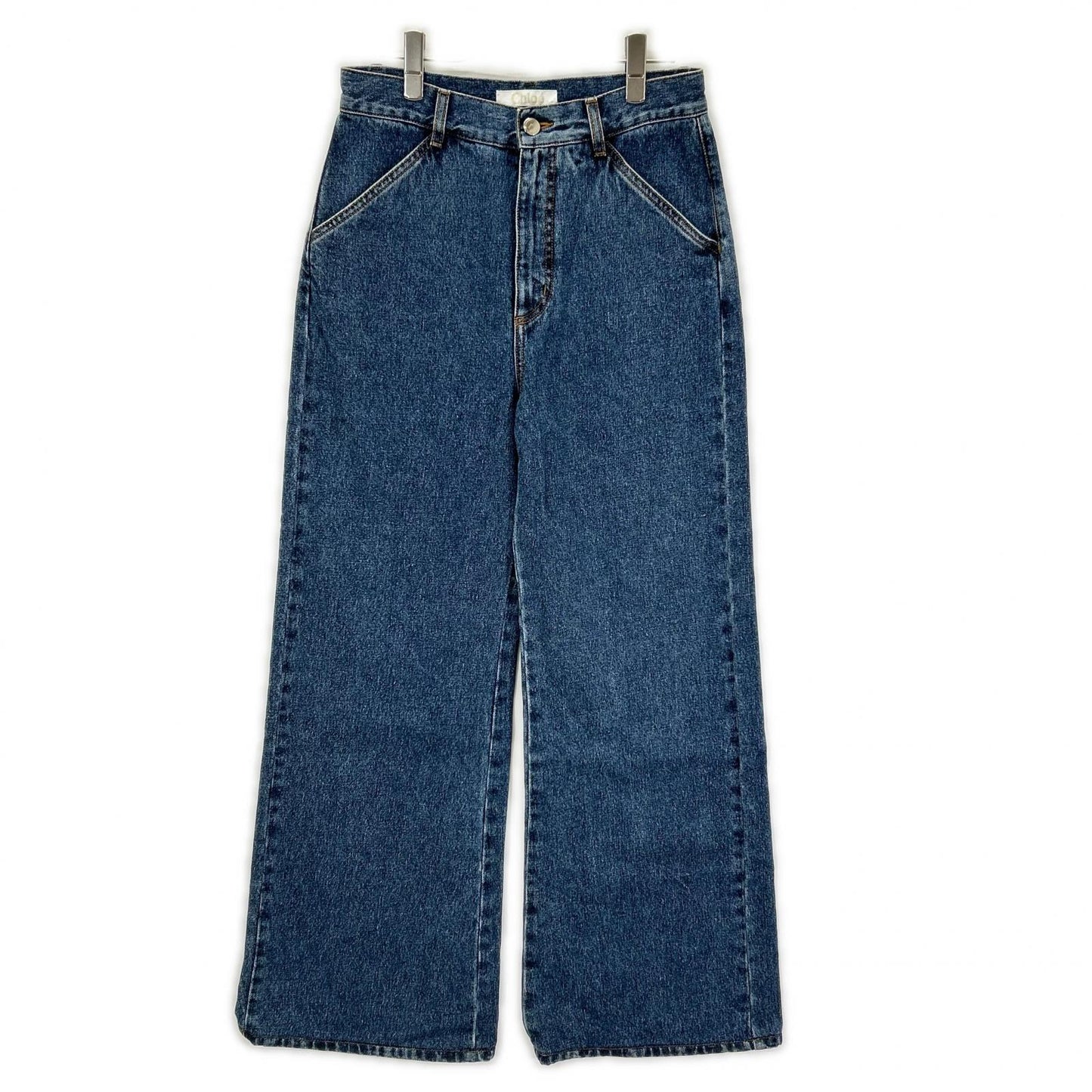 Chloe クロエ ブルー デニムフレアワイドパンツ ボトムス