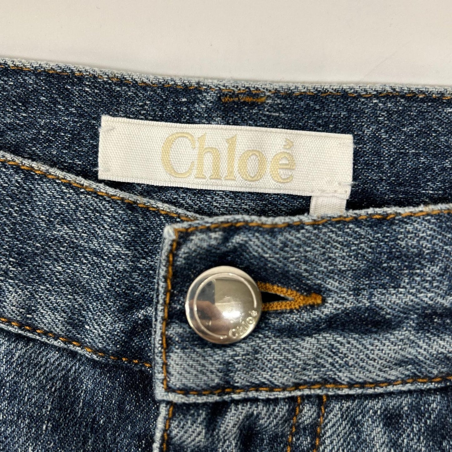 Chloe クロエ ブルー デニムフレアワイドパンツ ボトムス