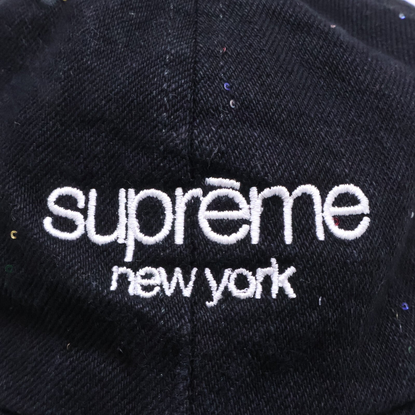 Supreme シュプリーム 【新品同様】SS26 Sequin Denim Classic Logo 6-Panel シークインデニム クラシックロゴ 6パネル キャップ 帽子