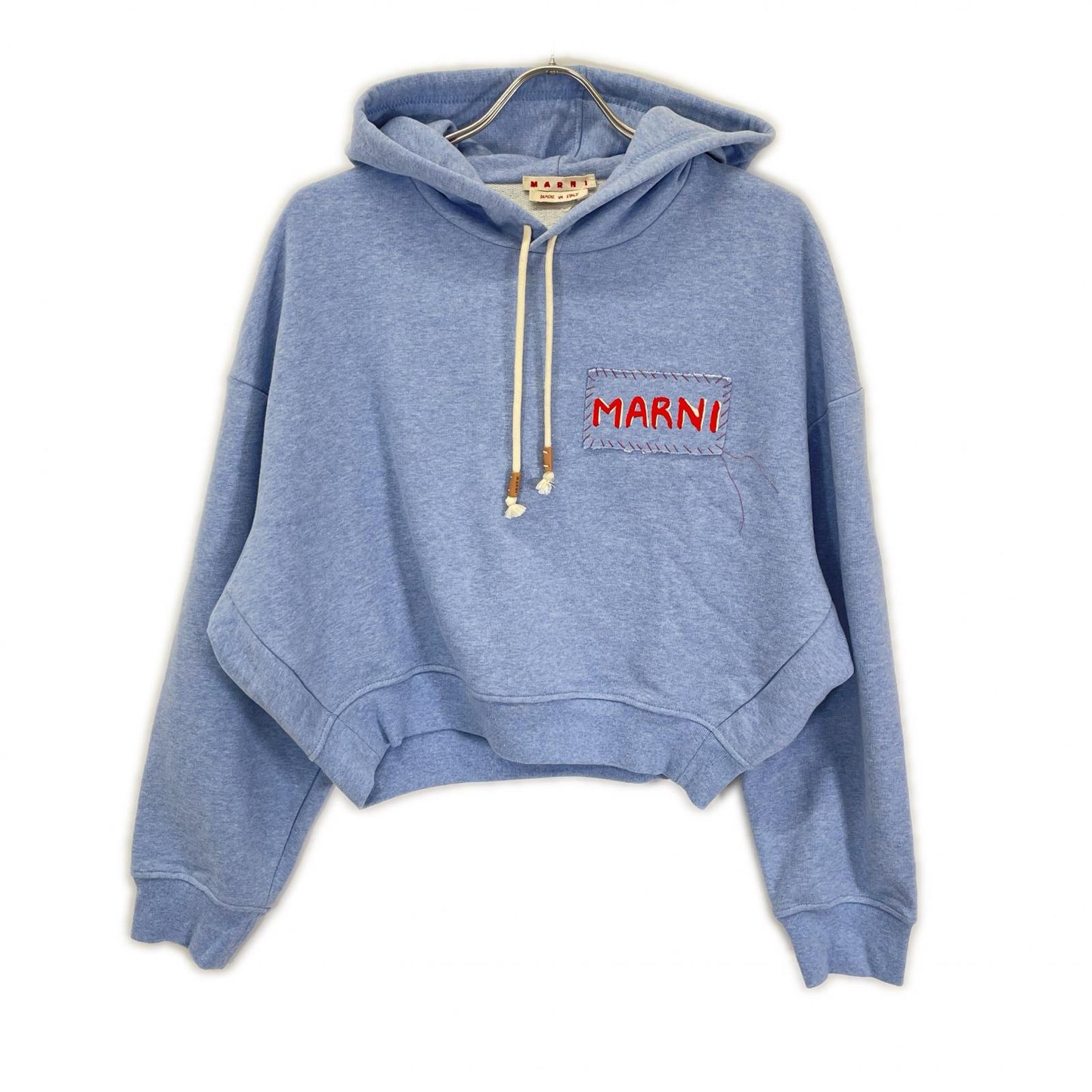 MARNI マルニ 24年製 FLJE0211X0 UTC397 ブルー ロゴパッチ フーディー トップス