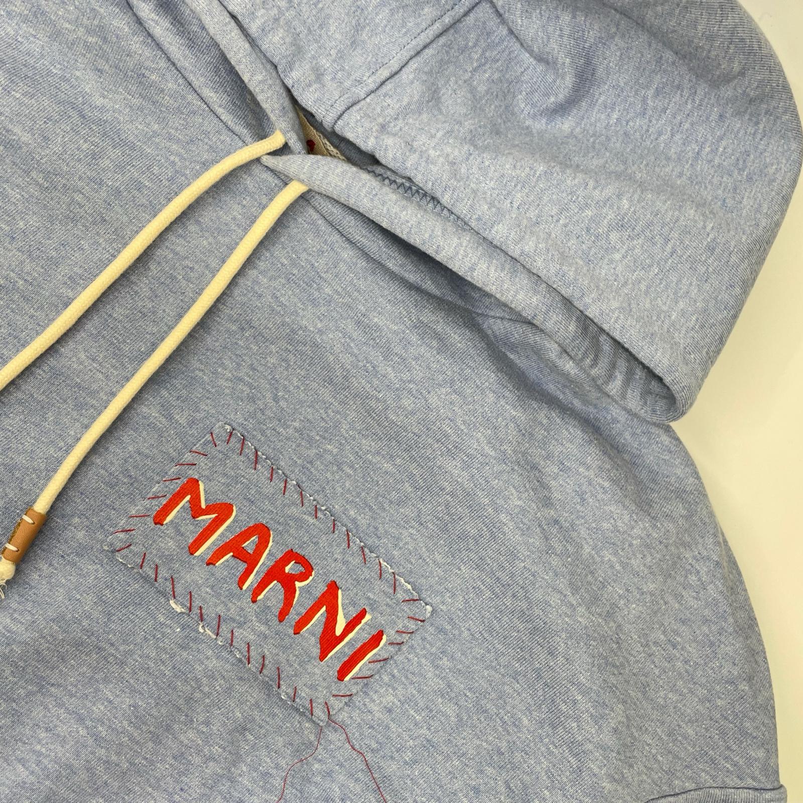MARNI マルニ 24年製 FLJE0211X0 UTC397 ブルー ロゴパッチ フーディー トップス