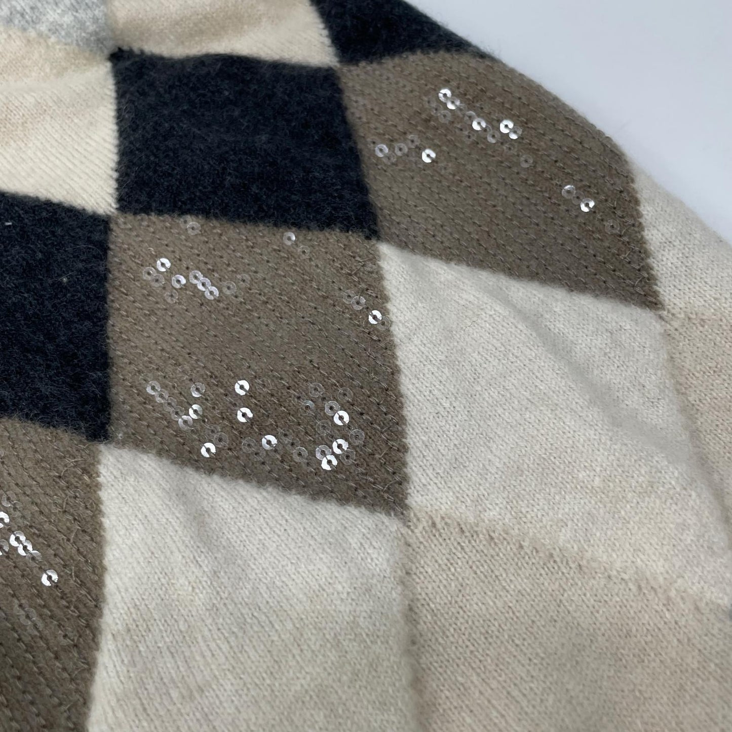BRUNELLO CUCINELLI ブルネロクチネリ ホワイト ウールカシミヤ アーガイルチェック ニットトップス トップス