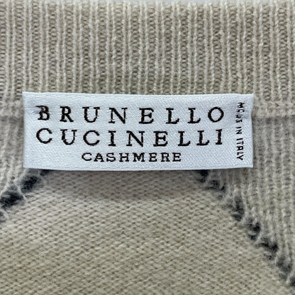 BRUNELLO CUCINELLI ブルネロクチネリ ホワイト ウールカシミヤ アーガイルチェック ニットトップス トップス