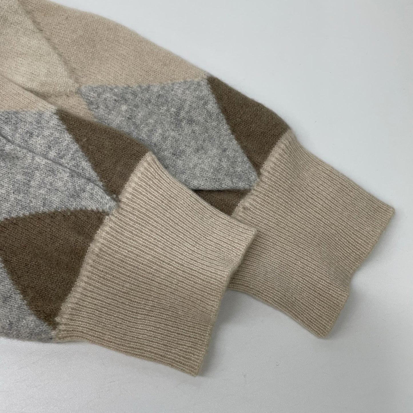 BRUNELLO CUCINELLI ブルネロクチネリ ホワイト ウールカシミヤ アーガイルチェック ニットトップス トップス