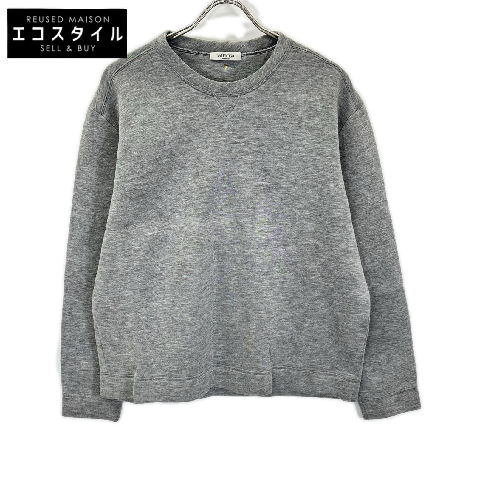 VALENTINO ヴァレンティノ グレー 前Vガゼット スタッズ スウェット トップス