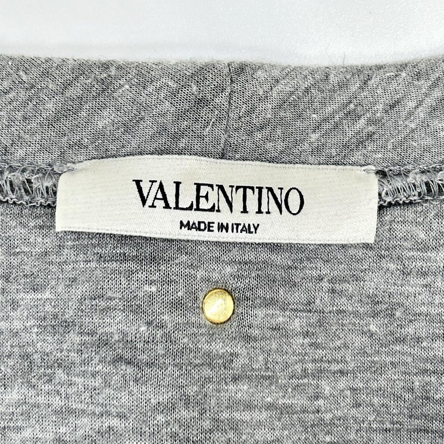 VALENTINO ヴァレンティノ グレー 前Vガゼット スタッズ スウェット トップス