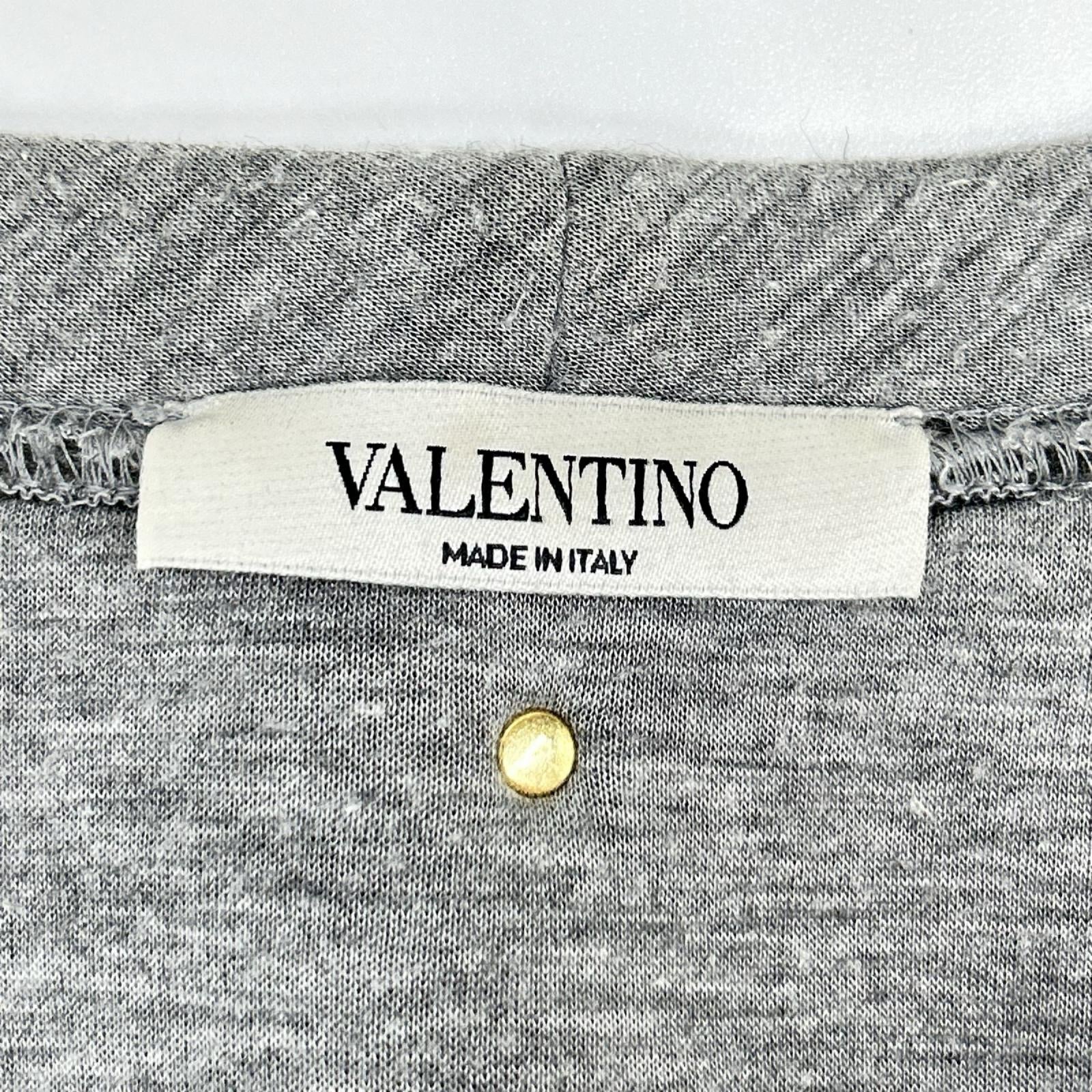 VALENTINO ヴァレンティノ グレー 前Vガゼット スタッズ スウェット トップス
