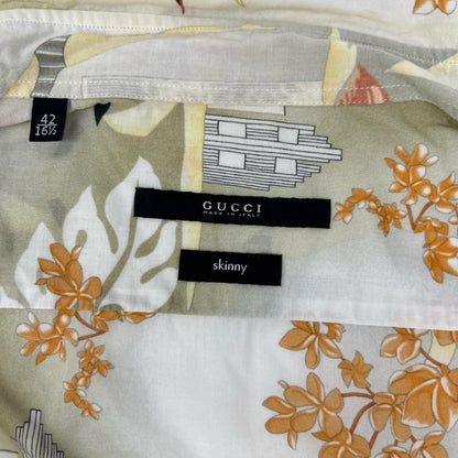 GUCCI グッチ ホワイト 和柄 SKINNY 総柄 半袖シャツ トップス