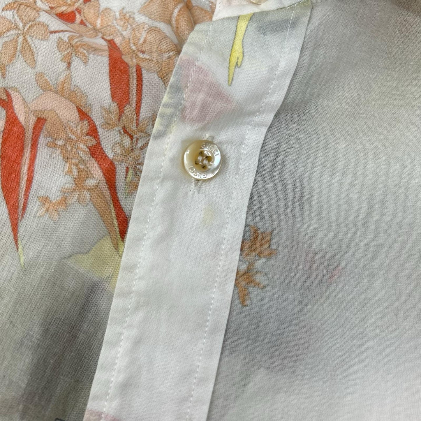 GUCCI グッチ ホワイト 和柄 SKINNY 総柄 半袖シャツ トップス