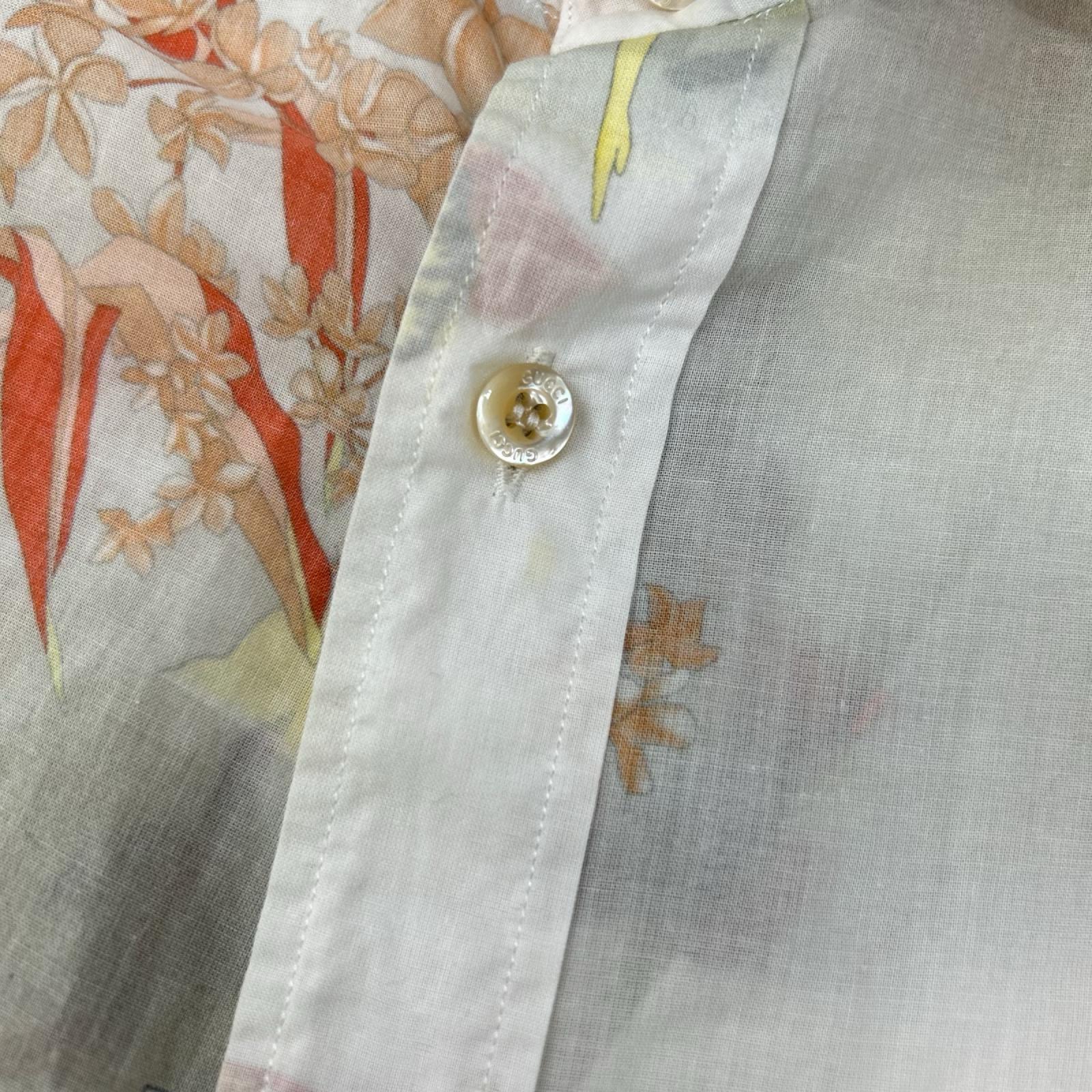 GUCCI グッチ ホワイト 和柄 SKINNY 総柄 半袖シャツ トップス