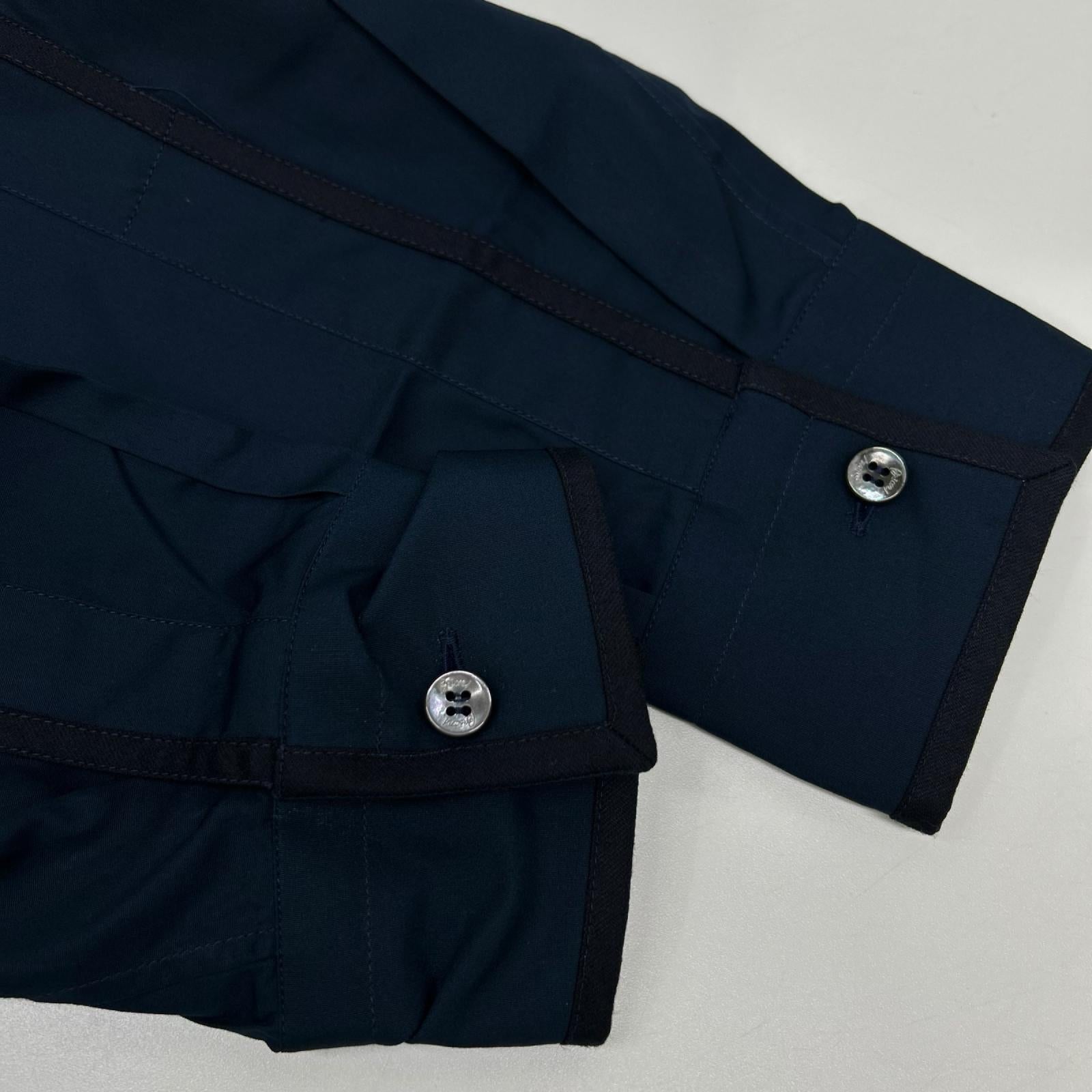 Brioni ブリオーニ ネイビー コットン100 長袖シャツ トップス