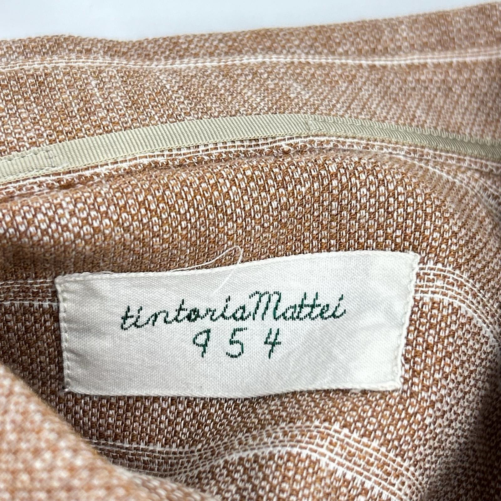 Tintoria Mattei ティントリアマッテイ オレンジ リネンコットン ストライプ ハーフボタン L/Sシャツ トップス