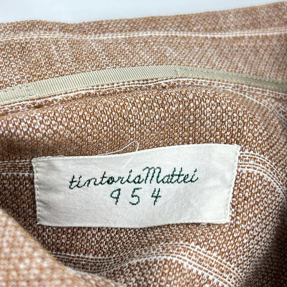 Tintoria Mattei ティントリアマッテイ オレンジ リネンコットン ストライプ ハーフボタン L/Sシャツ トップス