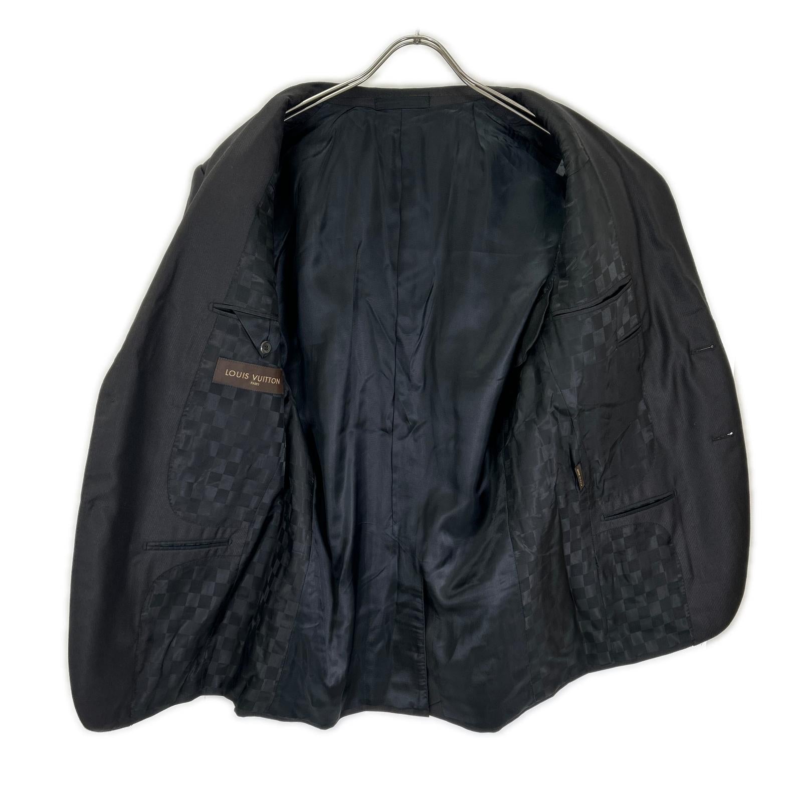 LOUIS VUITTON ルイヴィトン RM122F ブラック ウールシルク ピンストライプ 裏地ダミエ スーツセットアップ スーツ セットアップ