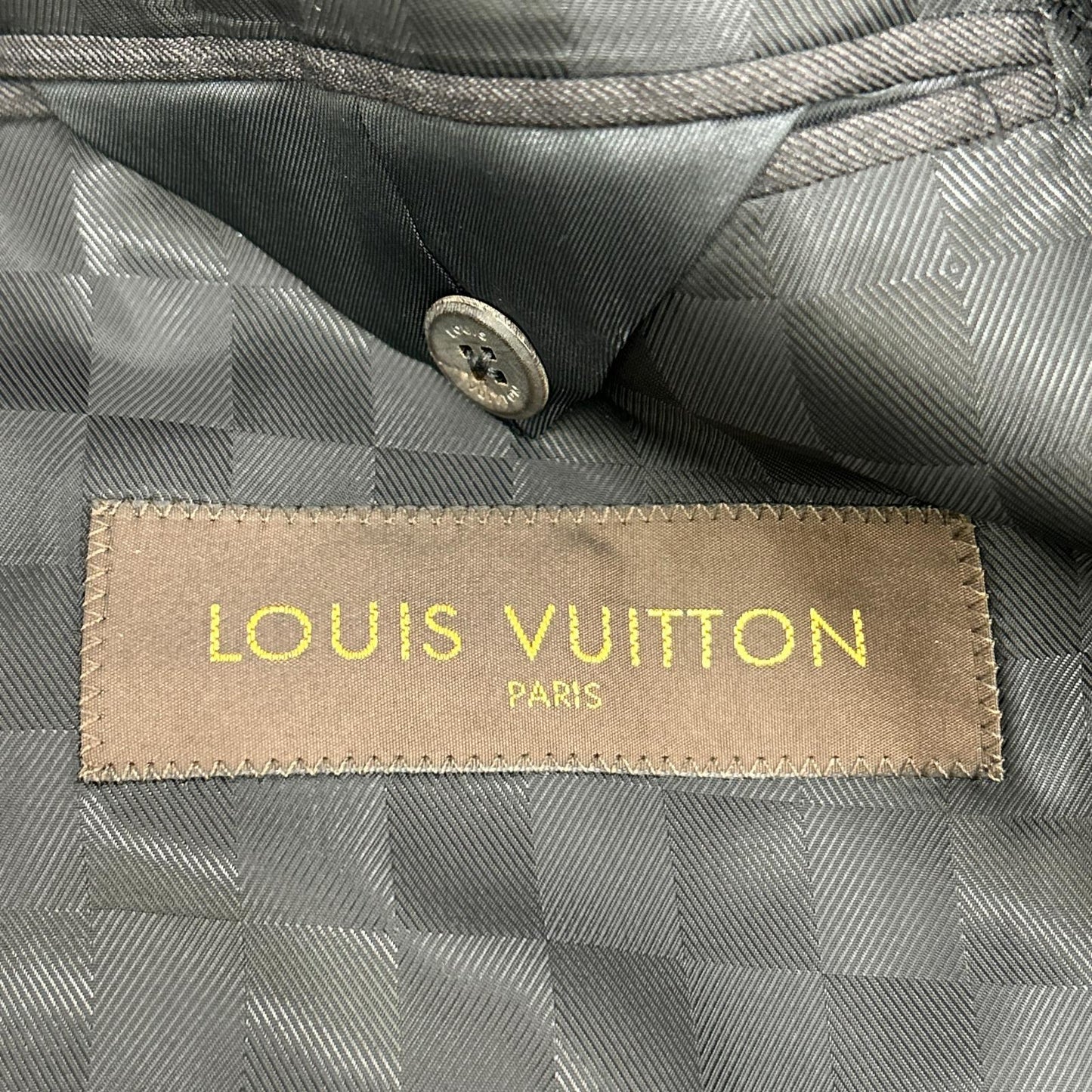LOUIS VUITTON ルイヴィトン RM122F ブラック ウールシルク ピンストライプ 裏地ダミエ スーツセットアップ スーツ セットアップ
