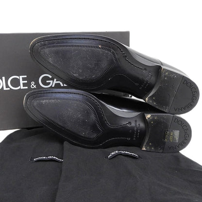 DOLCE&GABBANA ドルチェアンドガッバーナ 美品 レザー プレーントゥ ドレス シューズ メンズ ブラック 6 5981 シューズ