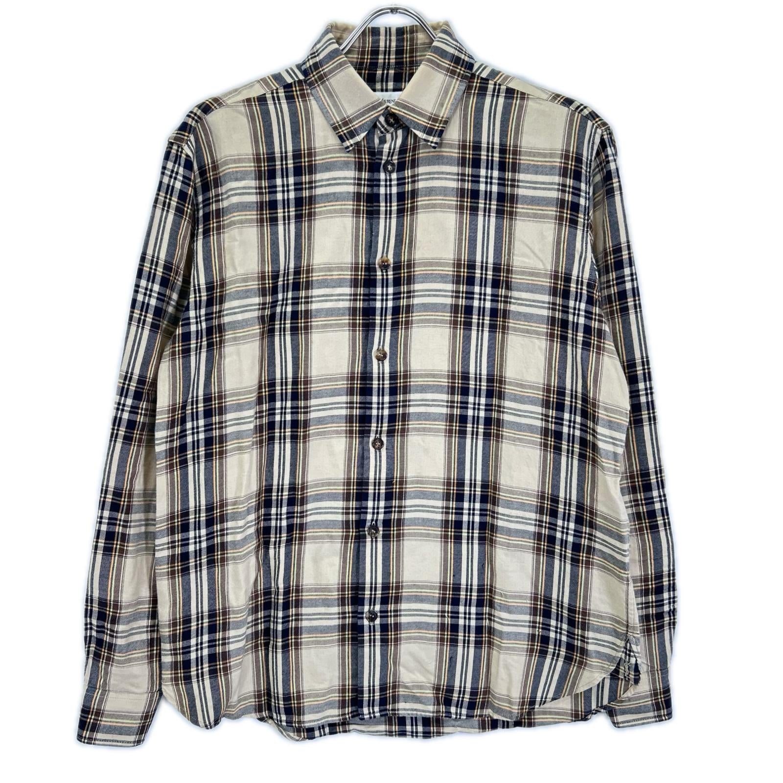 SAINT LAURENT PARIS サンローランパリ 838890 25FW ブラウン×ベージュ カサンドラ ラヴァリエールシャツ トップス