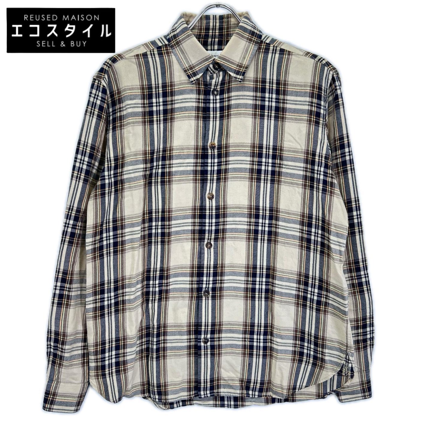 SAINT LAURENT PARIS サンローランパリ 838890 25FW ブラウン×ベージュ カサンドラ ラヴァリエールシャツ トップス