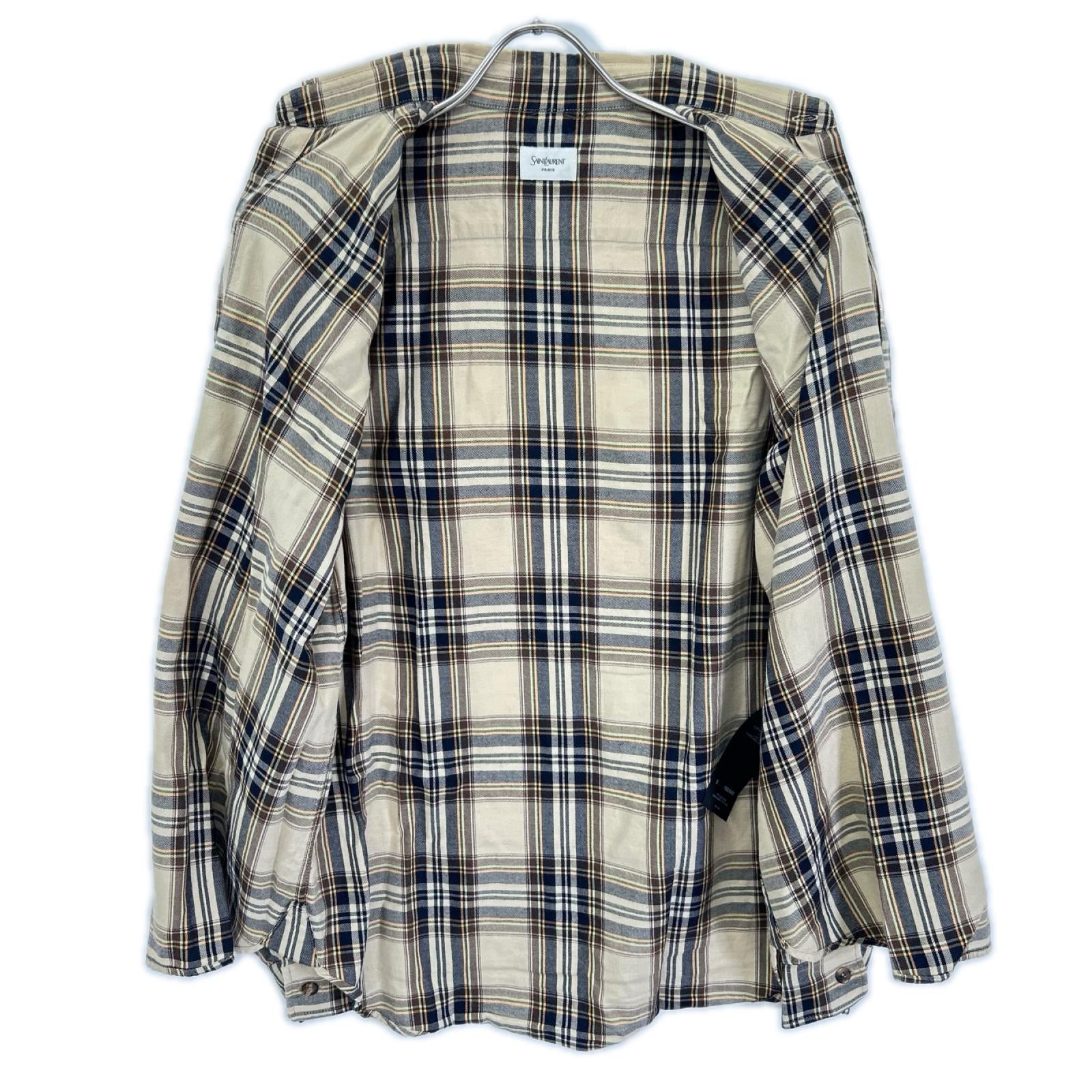 SAINT LAURENT PARIS サンローランパリ 838890 25FW ブラウン×ベージュ カサンドラ ラヴァリエールシャツ トップス