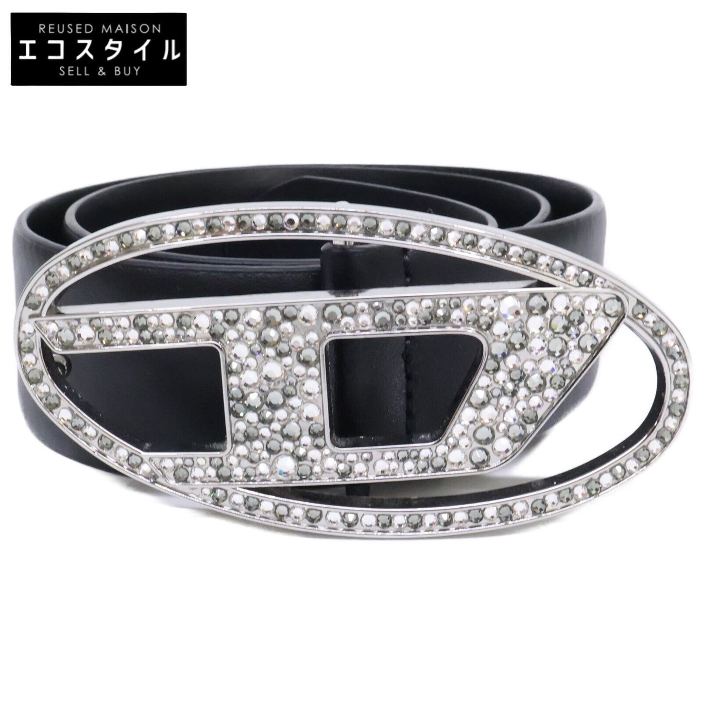 DIESEL ディーゼル 【美品】X09611 P6364 T8013 ビジューバックル レザー ベルト