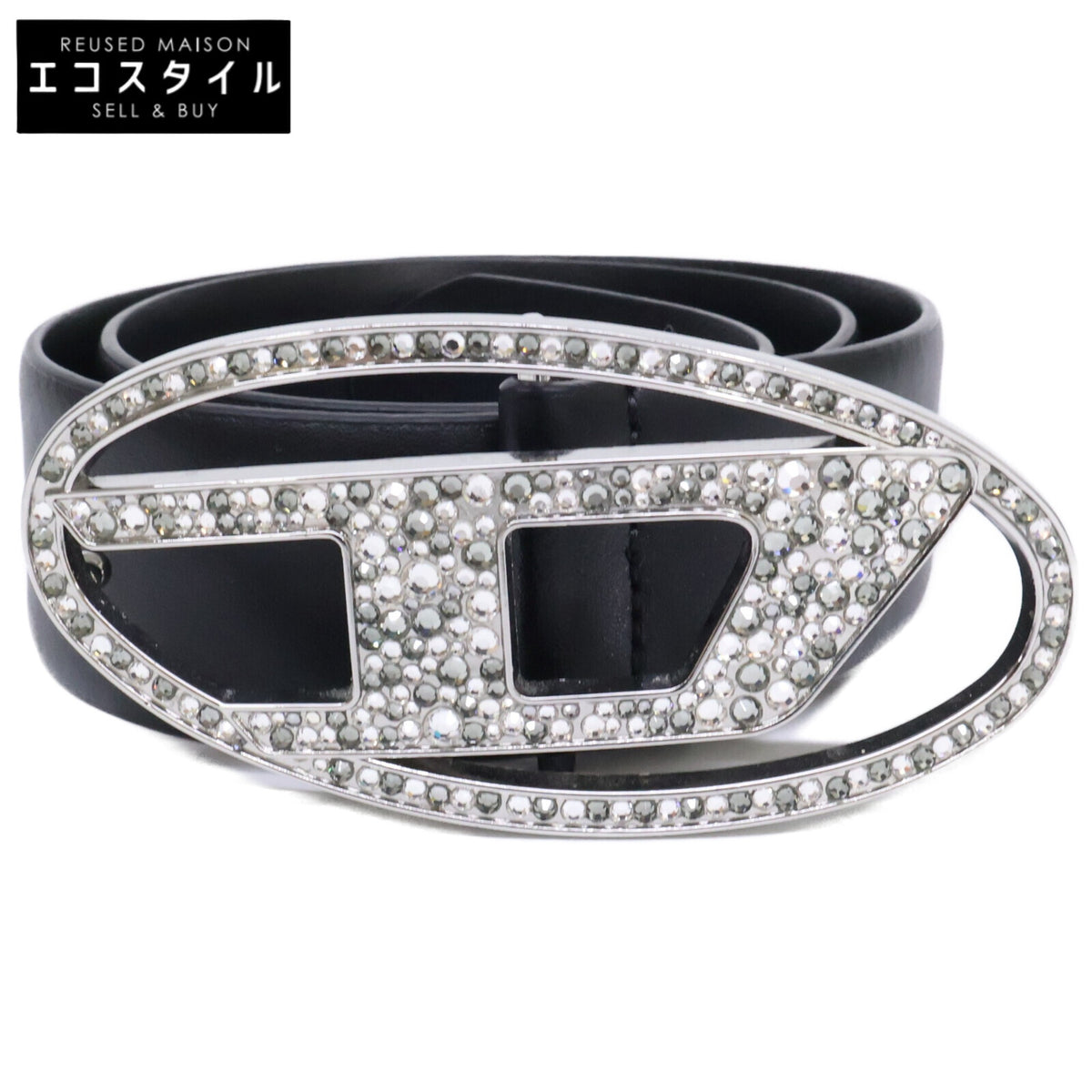 DIESEL ディーゼル 【美品】X09611 P6364 T8013 ビジューバックル レザー ベルト