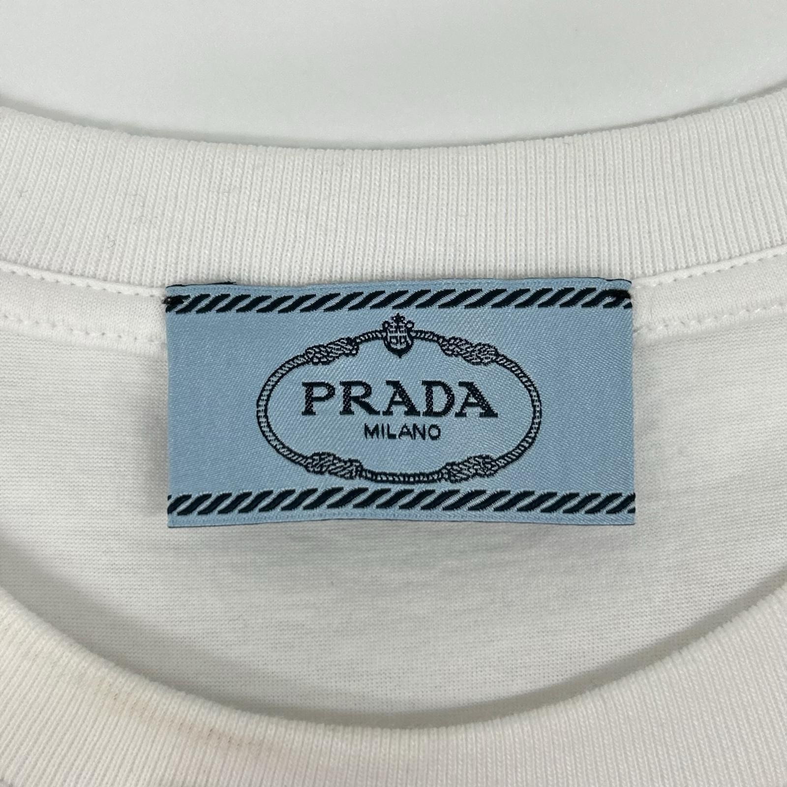 PRADA プラダ 17年 ホワイト デタッチャブル ピンクフリル Tシャツ トップス
