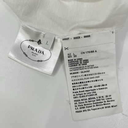 PRADA プラダ 17年 ホワイト デタッチャブル ピンクフリル Tシャツ トップス
