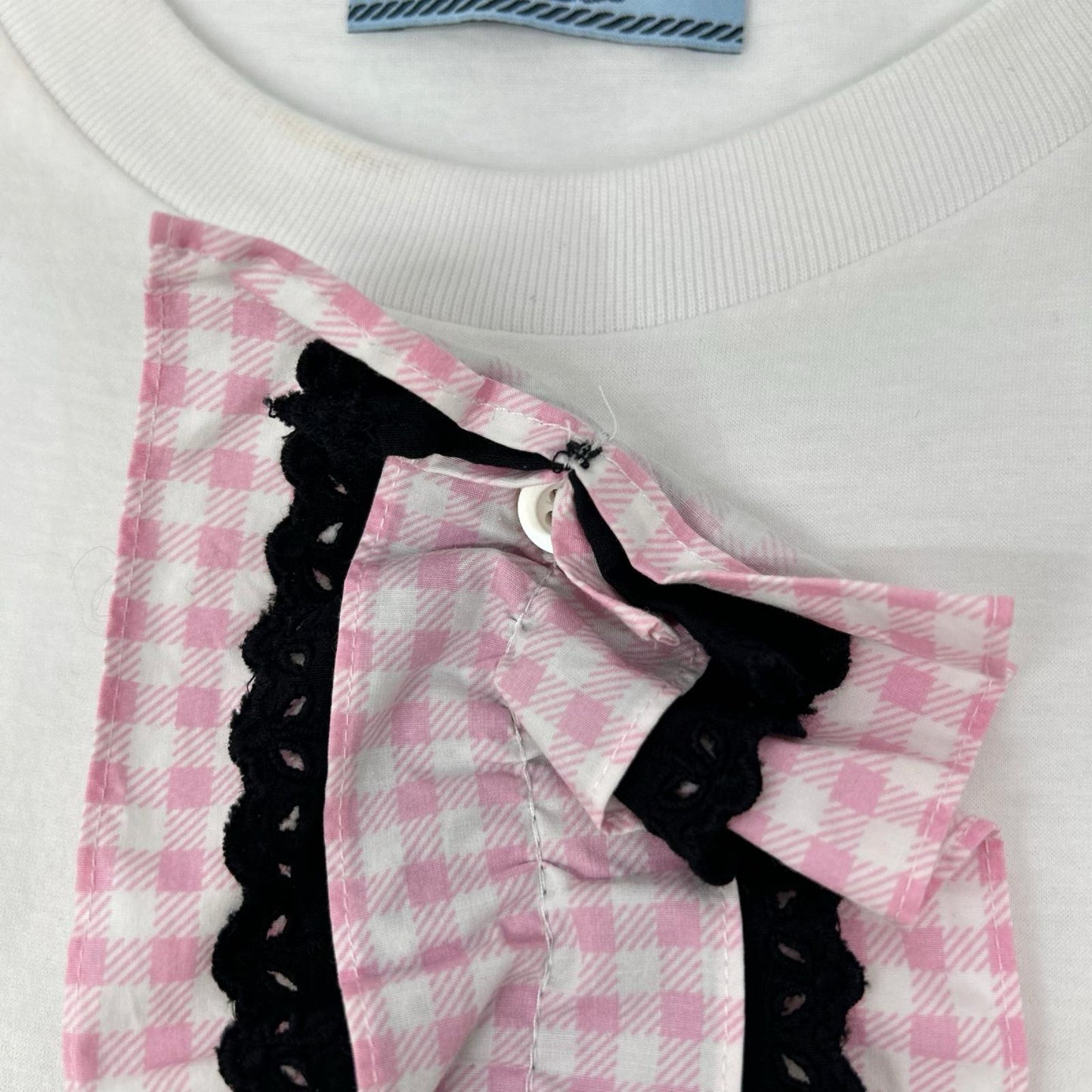 PRADA プラダ 17年 ホワイト デタッチャブル ピンクフリル Tシャツ トップス