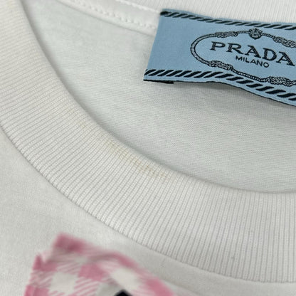 PRADA プラダ 17年 ホワイト デタッチャブル ピンクフリル Tシャツ トップス