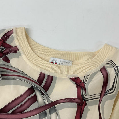 GUCCI グッチ 395797 アイボリー シルク×ウール 切替 柄 半袖ニット トップス