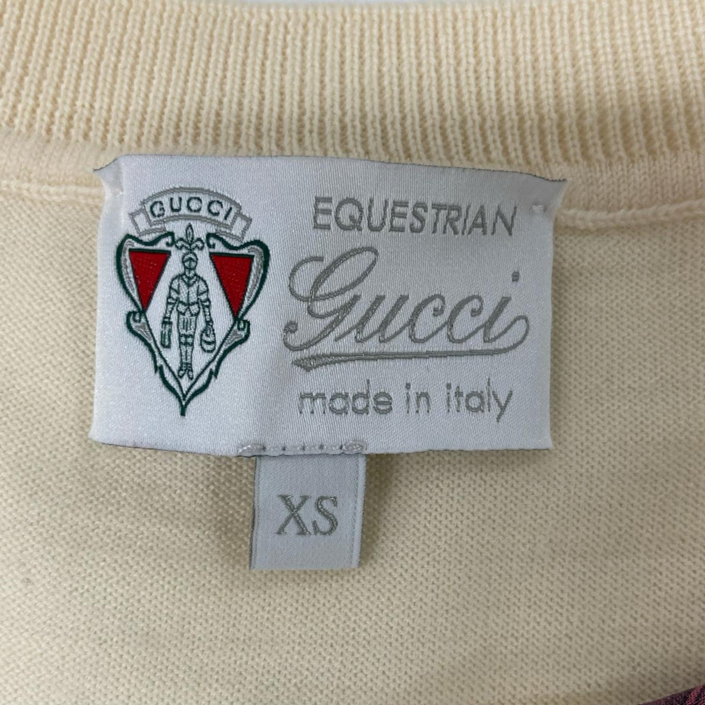 GUCCI グッチ 395797 アイボリー シルク×ウール 切替 柄 半袖ニット トップス