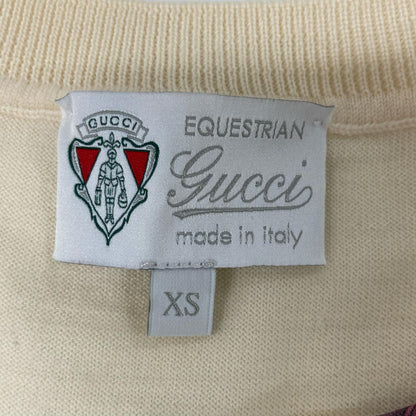 GUCCI グッチ 395797 アイボリー シルク×ウール 切替 柄 半袖ニット トップス