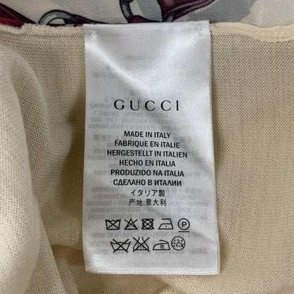 GUCCI グッチ 395797 アイボリー シルク×ウール 切替 柄 半袖ニット トップス