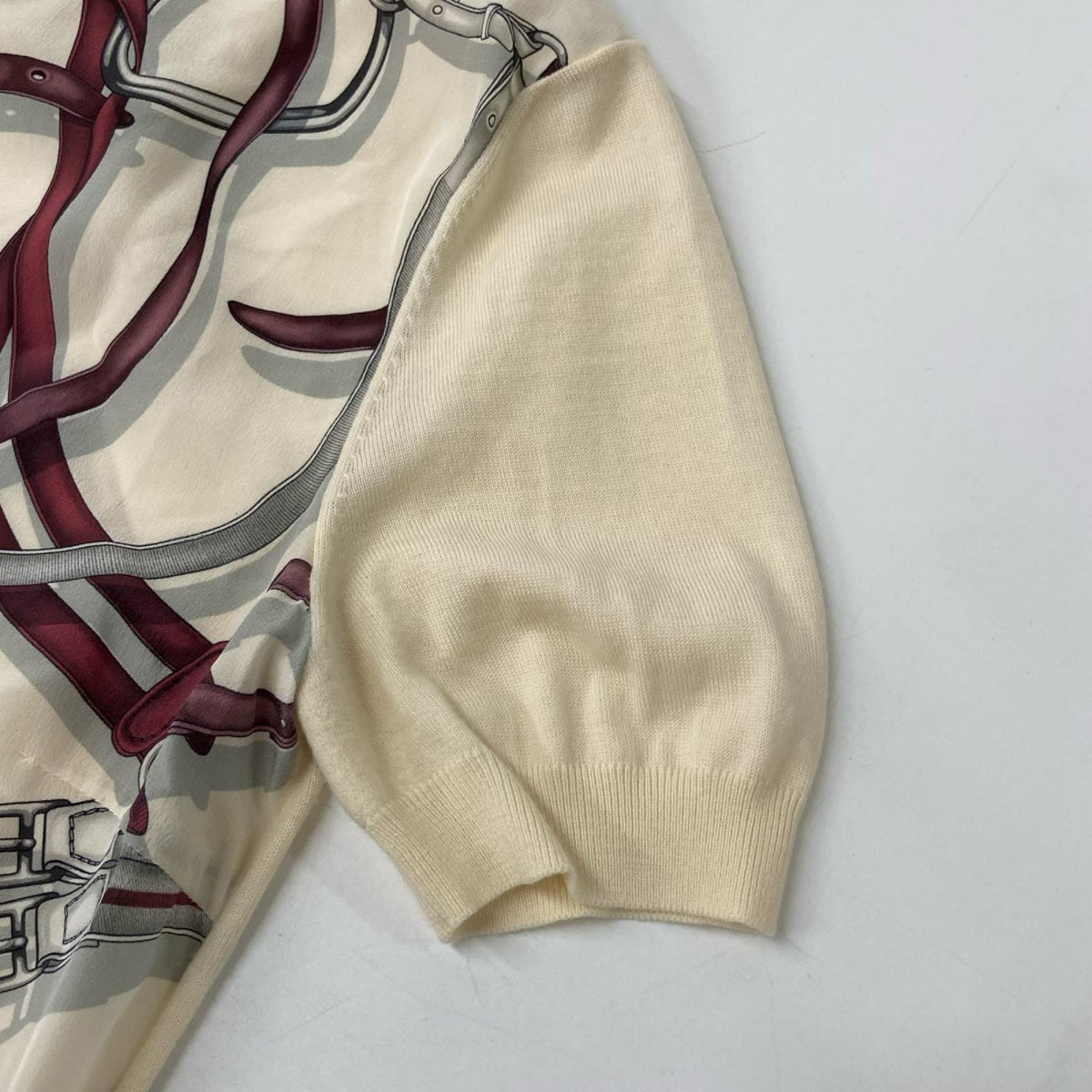 GUCCI Gucci 395797 ivory silk×wool paneled patterned short-sleeve knit top tops