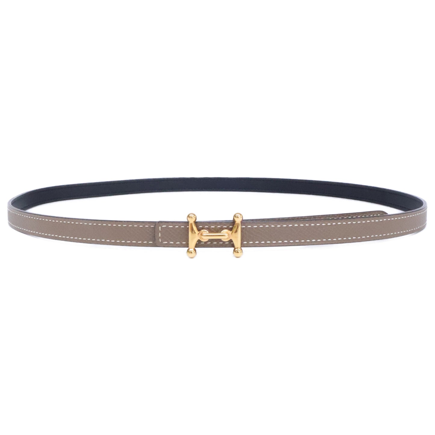 HERMES エルメス Y刻 モールH ミニバックル ブラック/エトゥープ ベルト