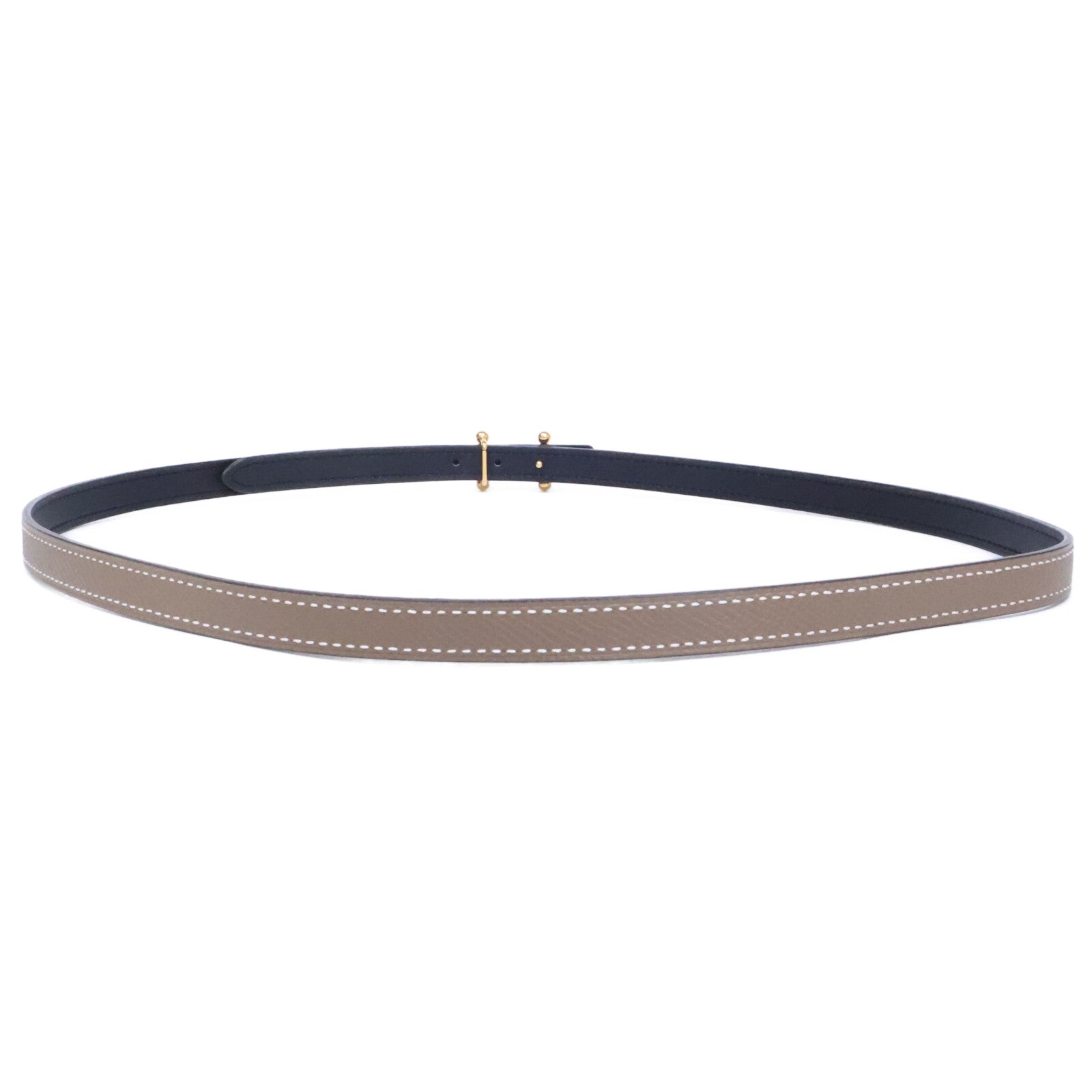 HERMES エルメス Y刻 モールH ミニバックル ブラック/エトゥープ ベルト