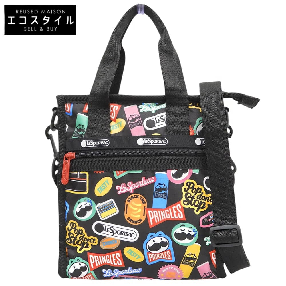 LESPORTSAC レスポートサック 美品 Pringles MINI N/S TOTE 2WAY バッグ ショルダーバッグ レディース ブラック ショルダーバッグ