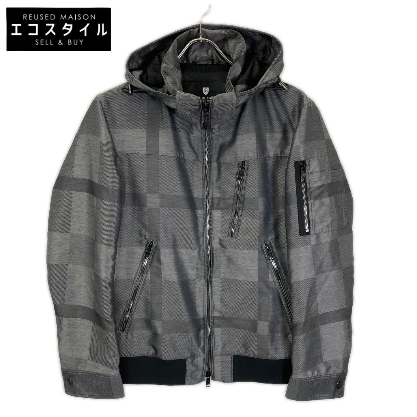BLACK LABEL CRESTBRIDGE ブラックレーベルクレストブリッジ 51F03-202-06 グレー チェック ナイロン ジップパーカー ジャケット ジャケット