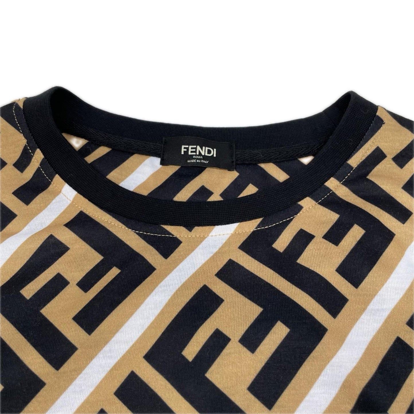 FENDI フェンディ FY0636 ブラウン 総柄 ズッカ柄 半袖Tシャツ トップス