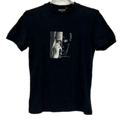 GIORGIOARMANI ジョルジオアルマーニ 90年代 ブラック プリント ポートフォリオ半袖 Tシャツ トップス