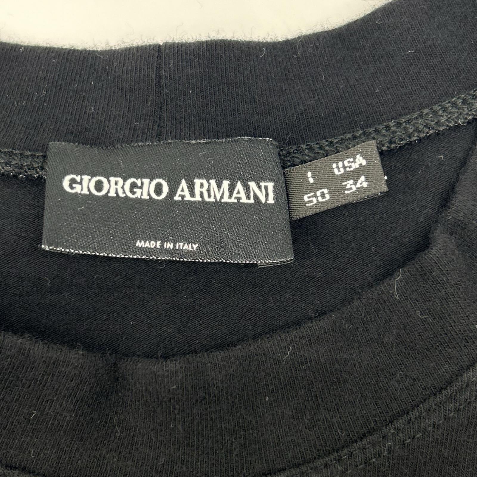 GIORGIOARMANI ジョルジオアルマーニ 90年代 ブラック プリント ポートフォリオ半袖 Tシャツ トップス