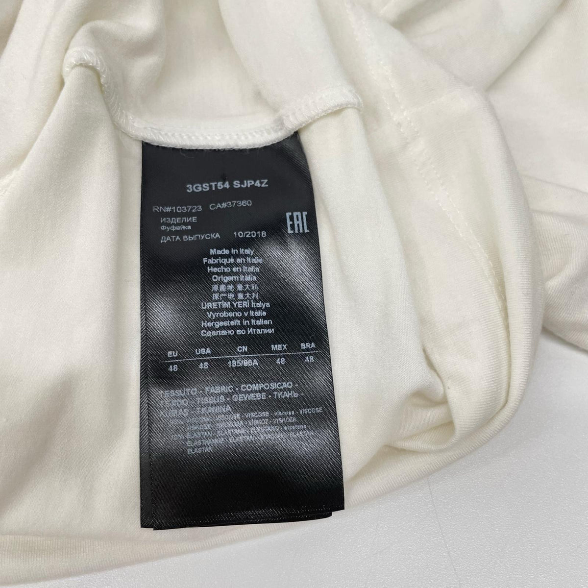 GIORGIOARMANI ジョルジオアルマーニ 3GST54 ホワイト ロゴ デザイン 半袖 Tシャツ トップス