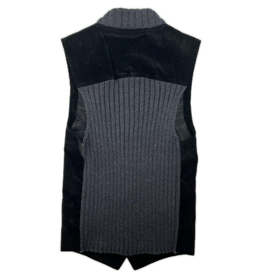 DOLCE&GABBANA ドルチェアンドガッバーナ G7152T Black×Gray Corduroy Knit-panel Vest Vest