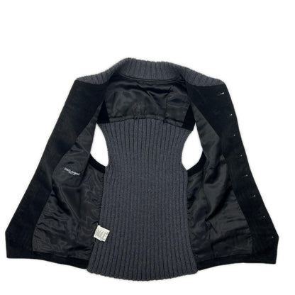 DOLCE&GABBANA ドルチェアンドガッバーナ G7152T ブラック×グレー コーデュロイ ニット切替 ベスト ベスト