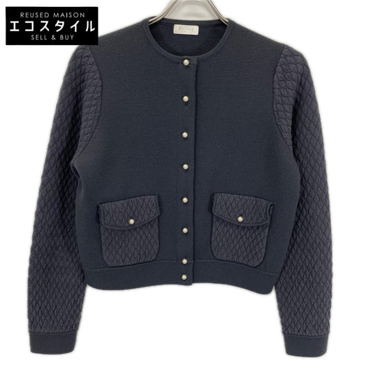 BALLSEY ボールジー 11-02-24-02103 グレー ウールコットンパールコンビ クルーネックカーディガン トップス