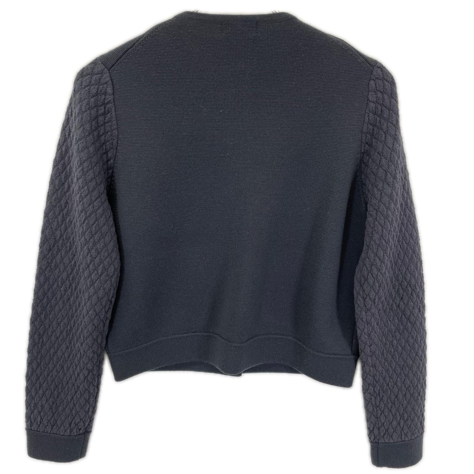 BALLSEY ボールジー 11-02-24-02103 グレー ウールコットンパールコンビ クルーネックカーディガン トップス