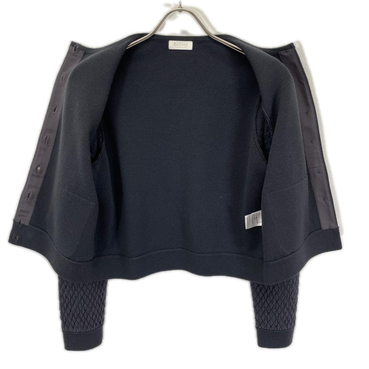 BALLSEY ボールジー 11-02-24-02103 グレー ウールコットンパールコンビ クルーネックカーディガン トップス